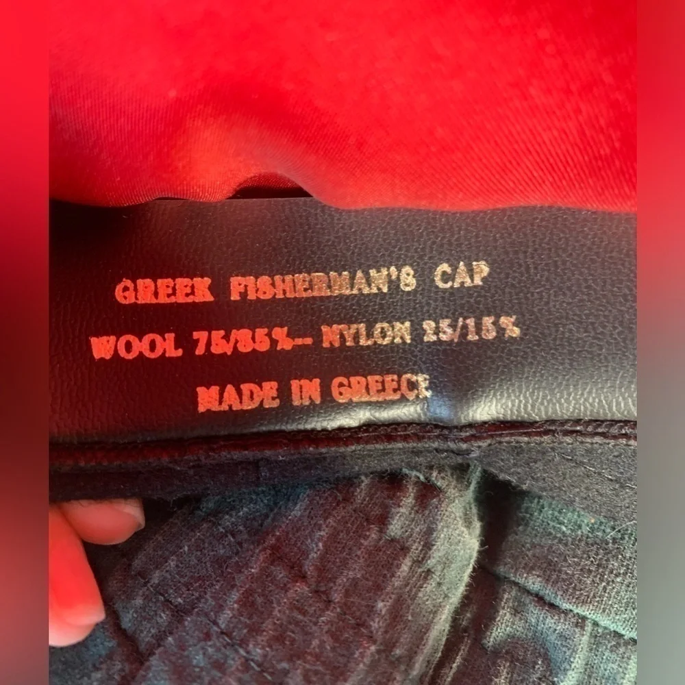 Vintage Greek Fisherman Newsboy Sailor Cap Hat Wool Embroidered Black Size L - Picture 14 of 16
